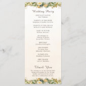 Elegant Waterverf White Floral Gold Wedding Programmakaart (Achterkant)