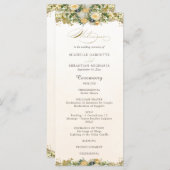 Elegant Waterverf White Floral Gold Wedding Programmakaart (Voorkant / Achterkant)