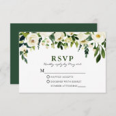 Elegant Waterverf White Floral Greenery RSVP Kaartje (Voorkant / Achterkant)