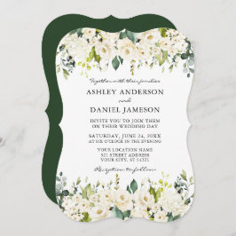 Elegant Waterverf White Floral Greenery Wedding Kaart
