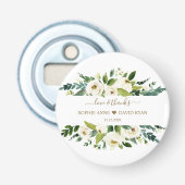Elegant Waterverf White Floral Lijst Wedding Button Flesopener (Voorkant)