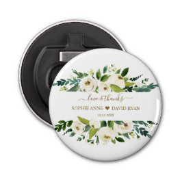 Elegant Waterverf White Floral Lijst Wedding Button Flesopener