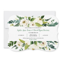 Elegant Waterverf White Floral Lijst Wedding