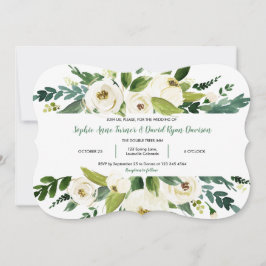 Elegant Waterverf White Floral Lijst Wedding Kaart