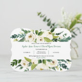 Elegant Waterverf White Floral Lijst Wedding Kaart (Staand voorkant)
