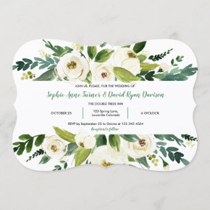 Elegant Waterverf White Floral Lijst Wedding Kaart