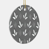 Elegant Waterverf White Flowers Grey Keramisch Ornament (Rechts)