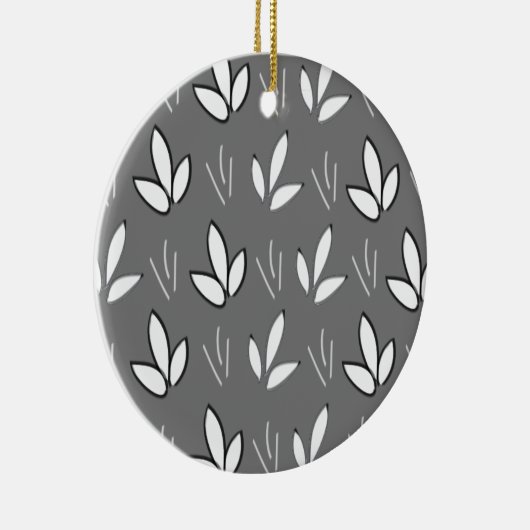 Elegant Waterverf White Flowers Grey Keramisch Ornament (Rechts)