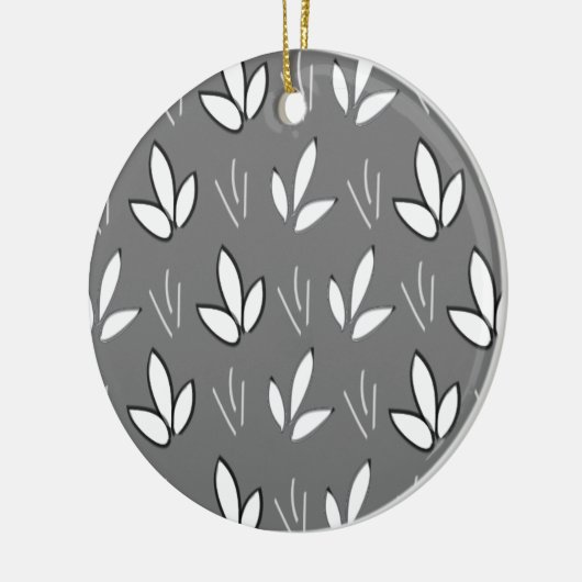 Elegant Waterverf White Flowers Grey Keramisch Ornament (Links)