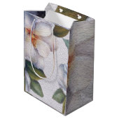 Elegant Waterverf White Magnolia Flower Gift Bag Medium Cadeauzakje (Achterkant Gekanteld)