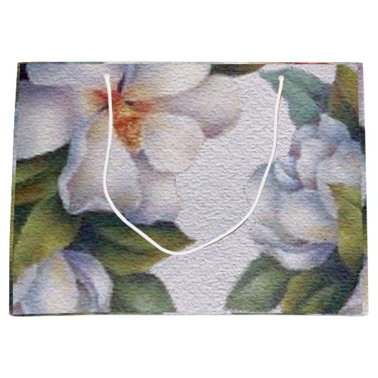 Elegant Waterverf White Magnolia Flower Groot Cadeauzakje (Voorkant)