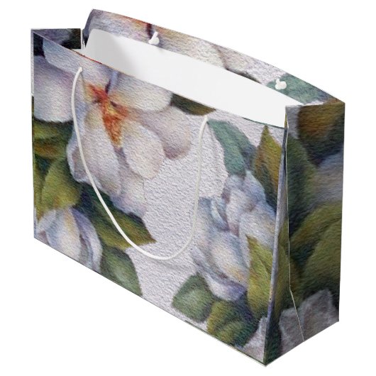 Elegant Waterverf White Magnolia Flower Groot Cadeauzakje (Achterkant Gekanteld)
