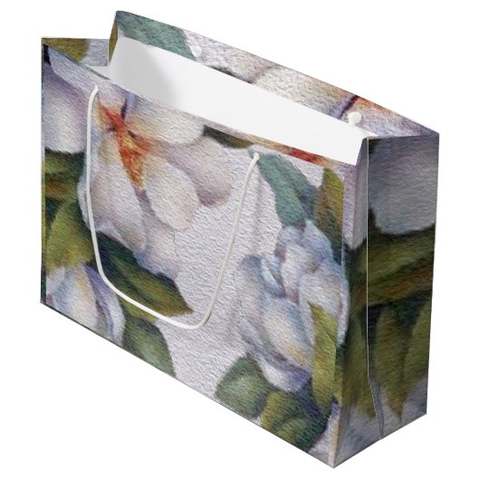 Elegant Waterverf White Magnolia Flower Groot Cadeauzakje (Voorkant Gekanteld)