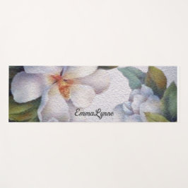 Elegant Waterverf White Magnolia Flower Jouw naam Yogamat