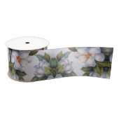 Elegant Waterverf White Magnolia Flower Wrapping Satijnen Lint (Spoel)