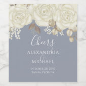 Elegant Waterverf White Rose Greenery Foliage Win Wijn Etiket (Enkel label)