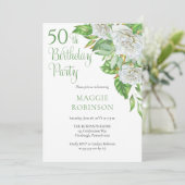 Elegant Waterverf White Roses 50e verjaardag Kaart (Staand voorkant)