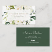 Elegant Waterverf White Roses and Hydrangeas Visitekaartje (Voorkant / Achterkant)