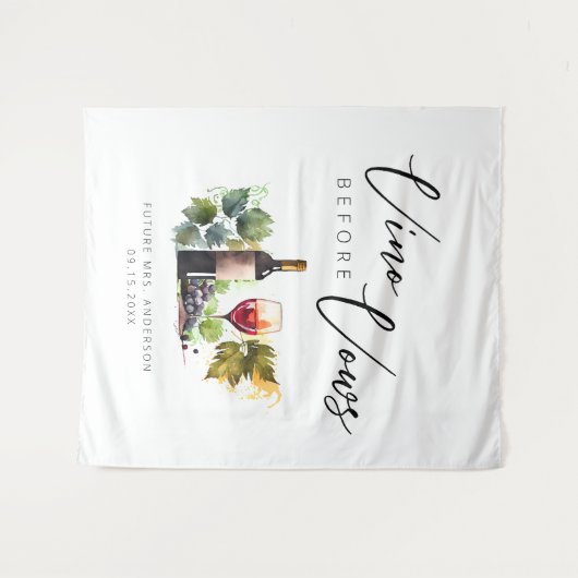 Elegant Waterverf wijnthema Vrijgezellenfeest Wandkleed (Voorkant (horizontaal))