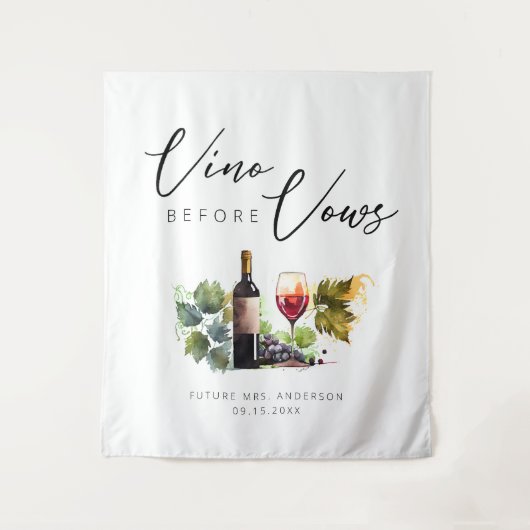 Elegant Waterverf wijnthema Vrijgezellenfeest Wandkleed (Voorkant)