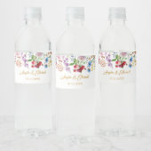 Elegant Waterverf Wild Florals Wedding Waterfles Etiket (Flessen)