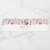 Elegant Waterverf Wild Florals Wedding Waterfles Etiket (Enkel label)