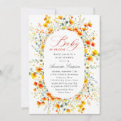 Elegant Waterverf Wild Flowers Baby shower Kaart (Voorkant)