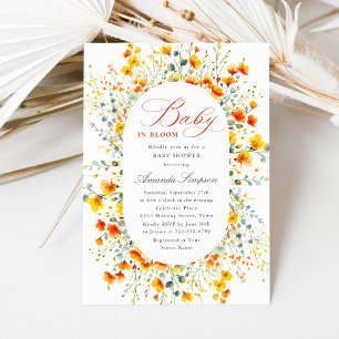 Elegant Waterverf Wild Flowers Baby shower Kaart
