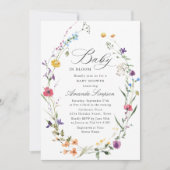 Elegant Waterverf Wild Flowers Baby shower Kaart (Voorkant)
