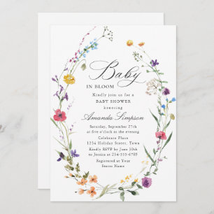 Elegant Waterverf Wild Flowers Baby shower Kaart