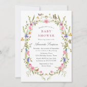 Elegant Waterverf Wild Flowers Baby shower Kaart (Voorkant)