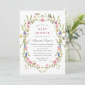 Elegant Waterverf Wild Flowers Baby shower Kaart (Staand voorkant)