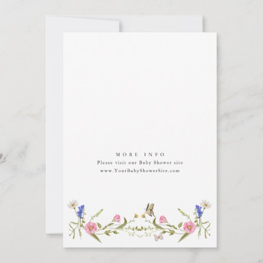 Elegant Waterverf Wild Flowers Baby shower Kaart (Achterkant)