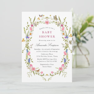 Elegant Waterverf Wild Flowers Baby shower Kaart