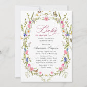 Elegant Waterverf Wild Flowers Baby shower Kaart (Voorkant)