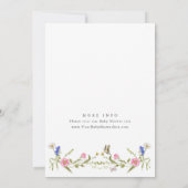 Elegant Waterverf Wild Flowers Baby shower Kaart (Achterkant)