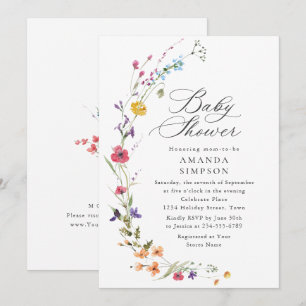 Elegant Waterverf Wild Flowers Baby shower Kaart