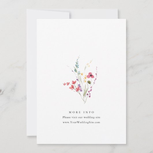 Elegant Waterverf Wild Flowers repetitie diner Kaart (Achterkant)