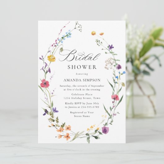 Elegant Waterverf Wild Flowers Vrijgezellenfeest Kaart (Staand voorkant)