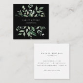 Elegant Waterverf Wild Foliage Dark Vierkante Visitekaartje (Voorkant / Achterkant)