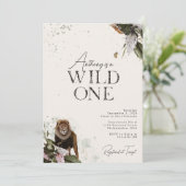 Elegant Waterverf Wild Safari Lion 1e verjaardag Kaart (Staand voorkant)