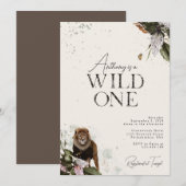 Elegant Waterverf Wild Safari Lion 1e verjaardag Kaart (Voorkant / Achterkant)