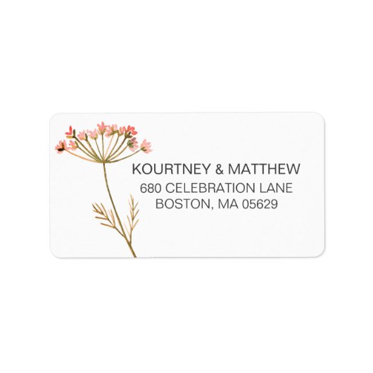 Elegant Waterverf Wildbloem Adres Etiket (Voorkant)