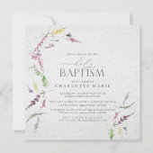 Elegant Waterverf Wildbloem Baby Baptisme Kaart (Voorkant)
