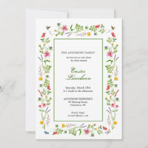 Elegant waterverf wildbloem paasBrunch Announ Aankondiging