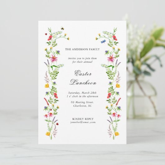 Elegant waterverf wildbloem paasmaanpijp aankondiging (Staand voorkant)