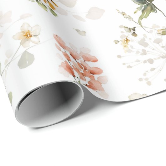 Elegant Waterverf Wildbloem Tuin Cadeaupapier (Rol Hoek)