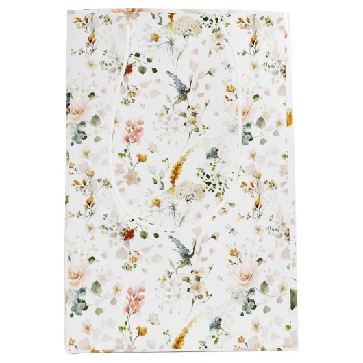 Elegant Waterverf Wildbloem Tuin Medium Cadeauzakje (Voorkant)