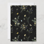 Elegant Waterverf Wildbloemen Black Weddenschap Kaart (Achterkant)
