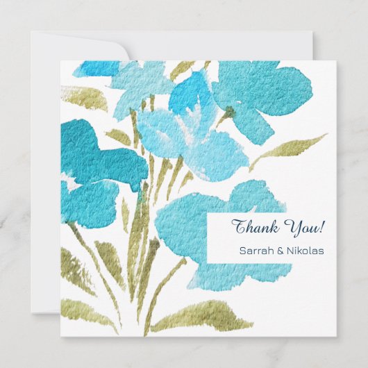 Elegant Waterverf Wildbloemen Flat Hartelijk dank Bedankkaart (Voorkant)